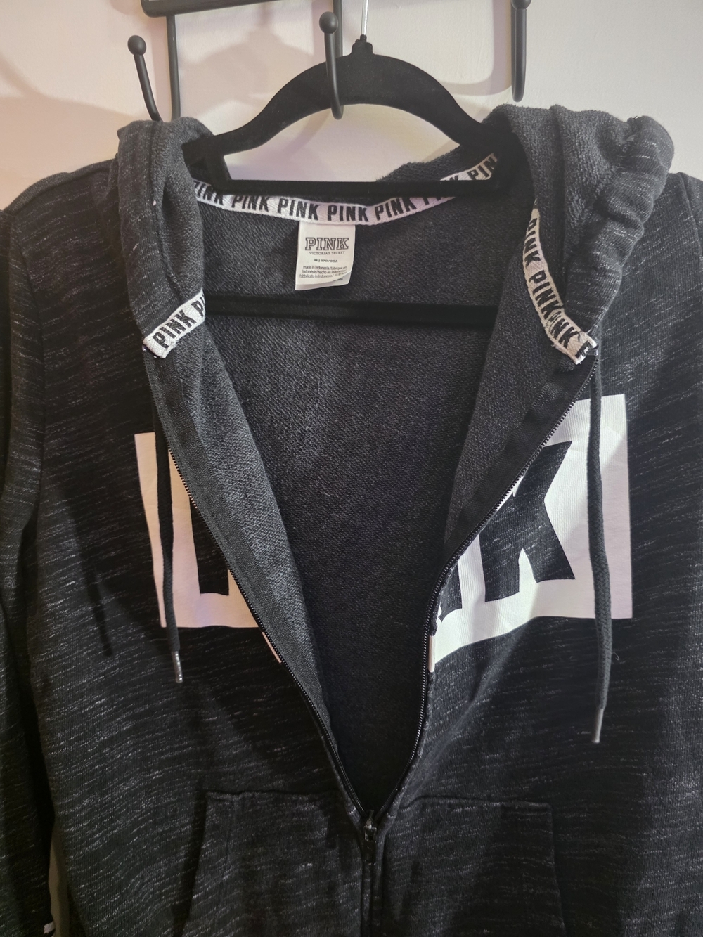 PINK Victoria's Secret Gray Marled Full Zip Hoodie Size Medium - Picture 8 of 9